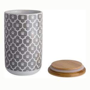 Gray Ceramic Dog Food Storage Canister